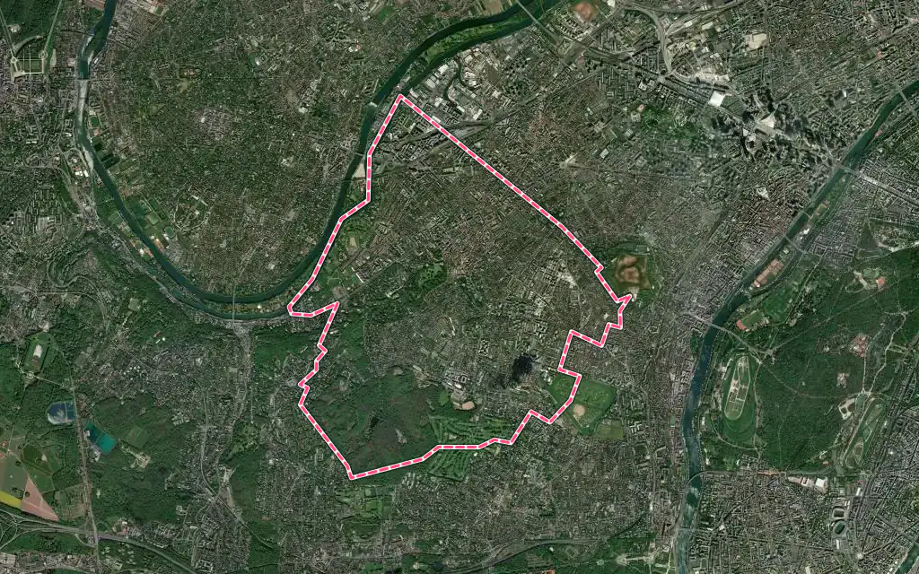Vue satellite de Rueil-Malmaison avec ses contours administratifs