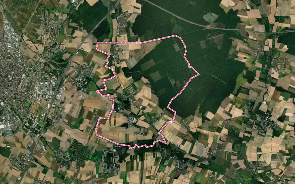 Vue satellite de Ruffey-lès-Beaune avec ses contours administratifs