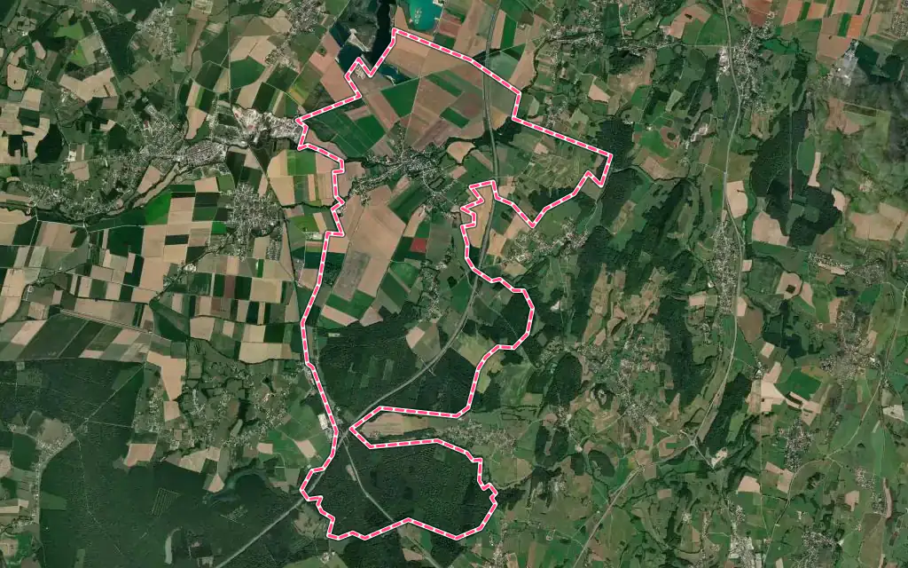 Vue satellite de Ruffey-sur-Seille avec ses contours administratifs