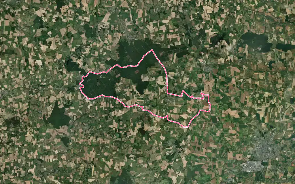 Vue satellite de Ruffigné avec ses contours administratifs