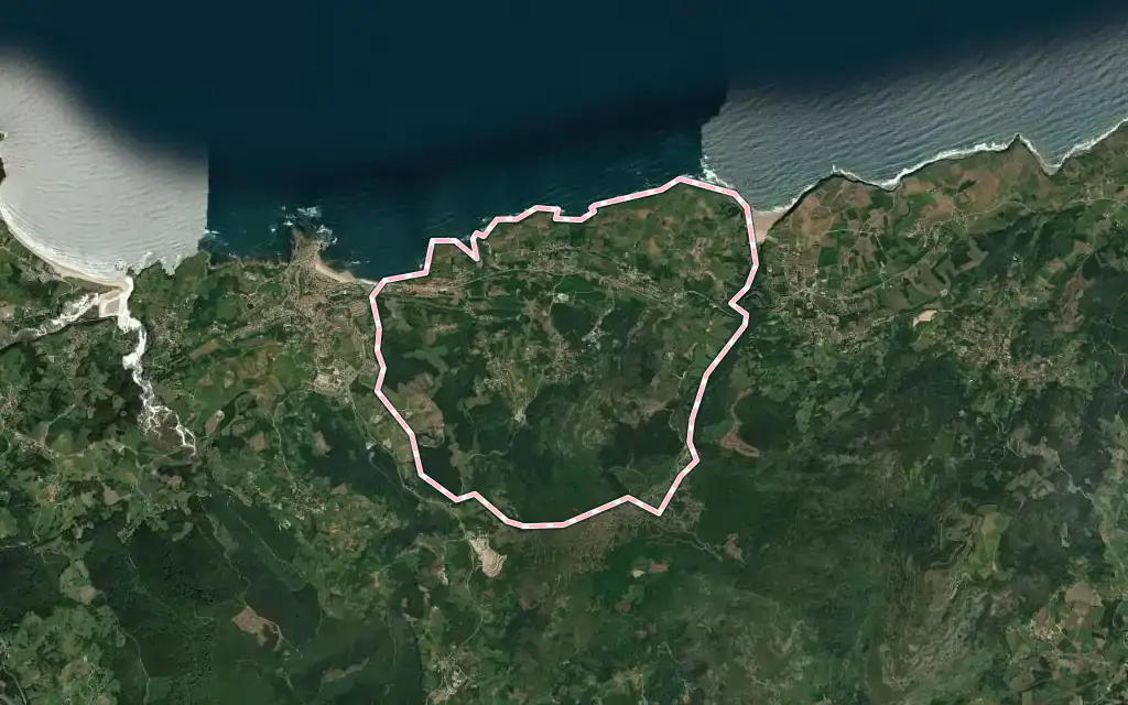 Vista satélite de Ruiloba con su contorno administrativo