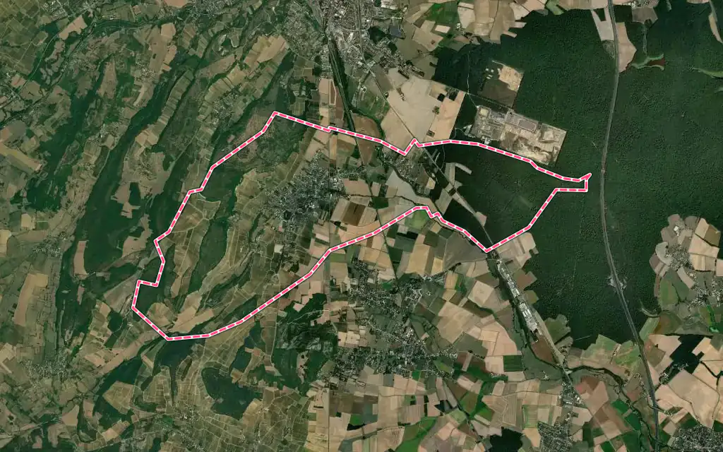 Vue satellite de Rully avec ses contours administratifs