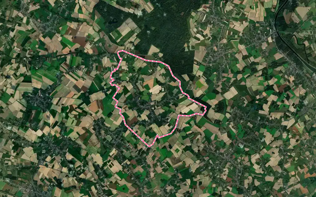 Vue satellite de Rumegies avec ses contours administratifs