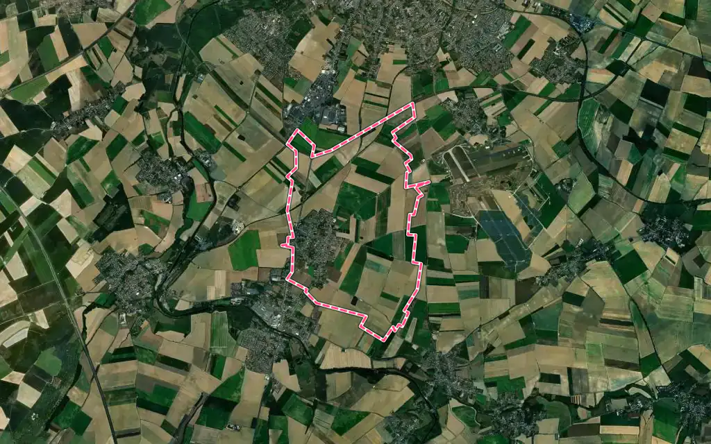 Vue satellite de Rumilly-en-Cambrésis avec ses contours administratifs