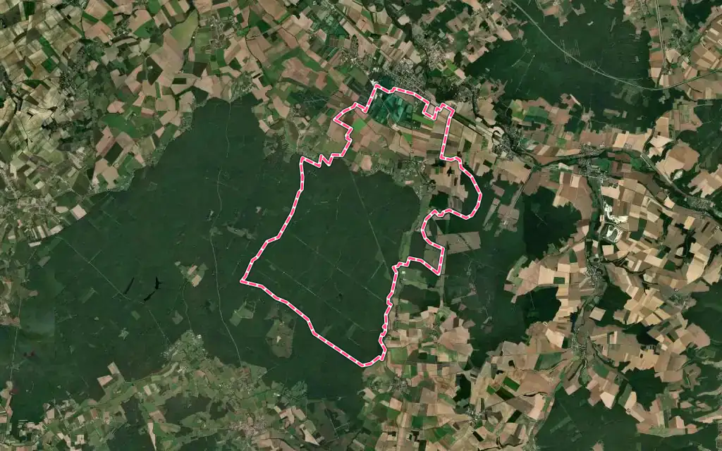 Vue satellite de Rumilly-lès-Vaudes avec ses contours administratifs