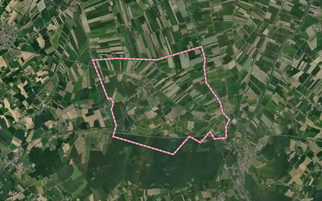 Vue satellite de Ruminghem avec ses contours administratifs