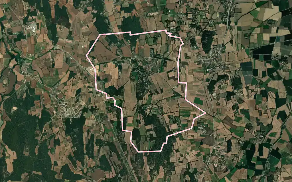 Vista satélite de Rupià con su contorno administrativo