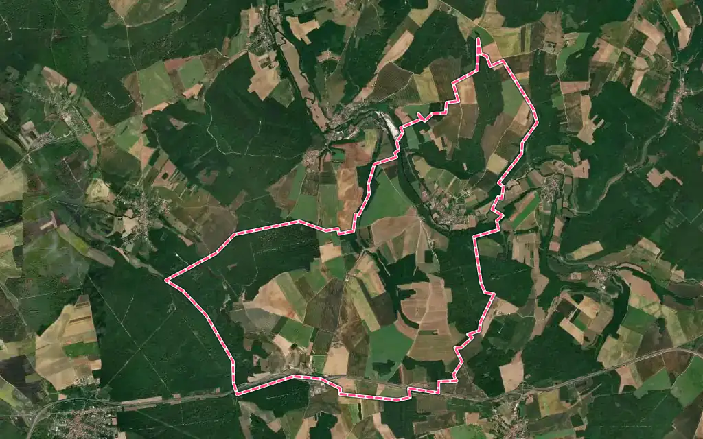 Vue satellite de Rupt-aux-Nonains avec ses contours administratifs