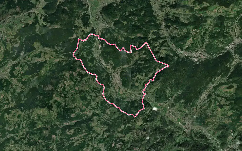Vue satellite de Rupt-sur-Moselle avec ses contours administratifs