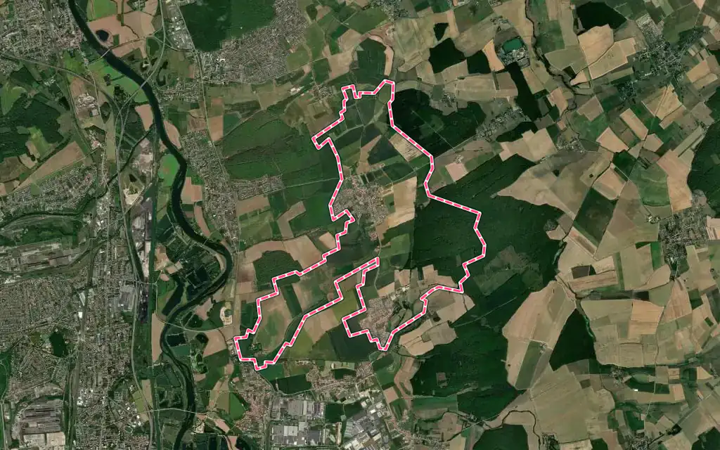 Vue satellite de Rurange-lès-Thionville avec ses contours administratifs