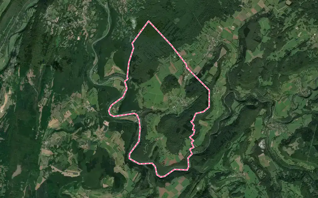 Vue satellite de Rurey avec ses contours administratifs