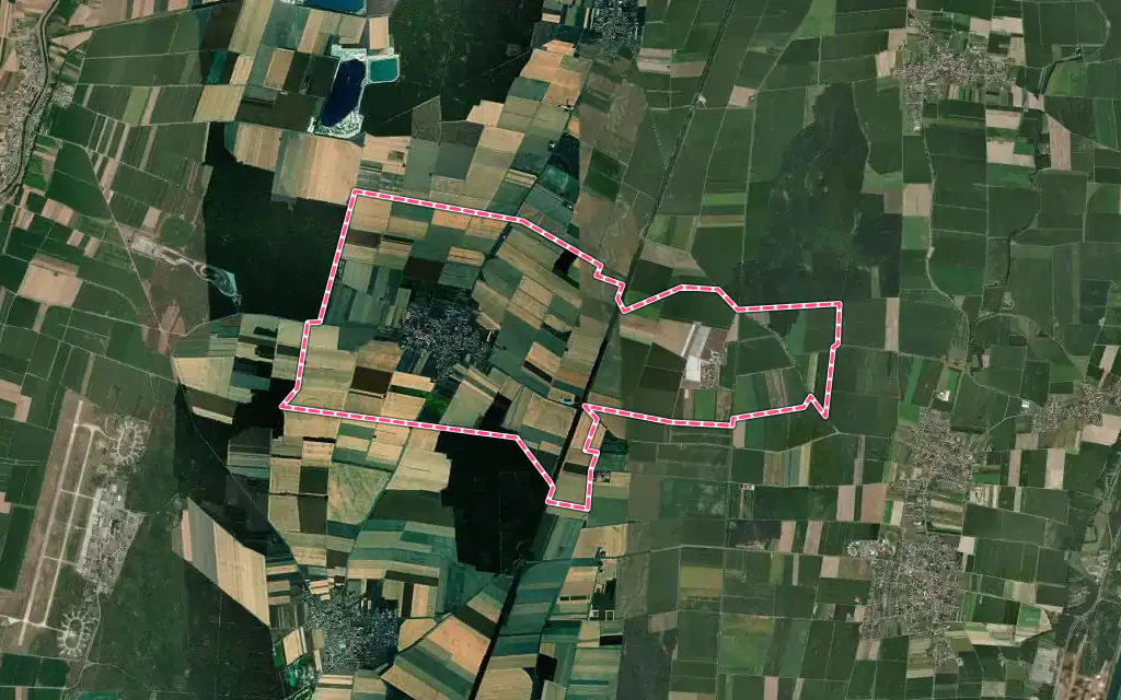 Vue satellite de Rustenhart avec ses contours administratifs