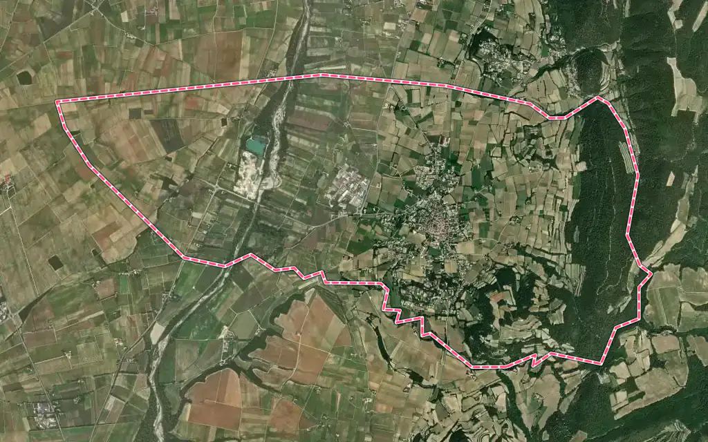 Vue satellite de Sablet avec ses contours administratifs