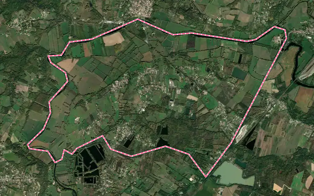 Vue satellite de Sablons avec ses contours administratifs