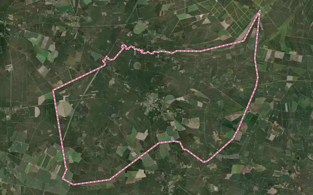Vue satellite de Sabres avec ses contours administratifs