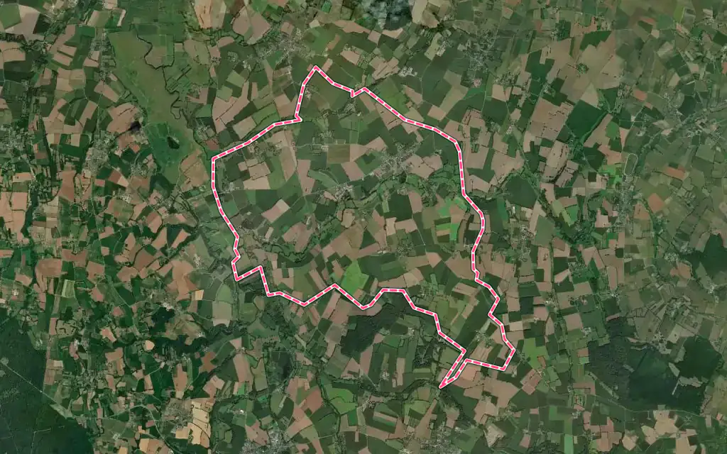 Vue satellite de Sacey avec ses contours administratifs