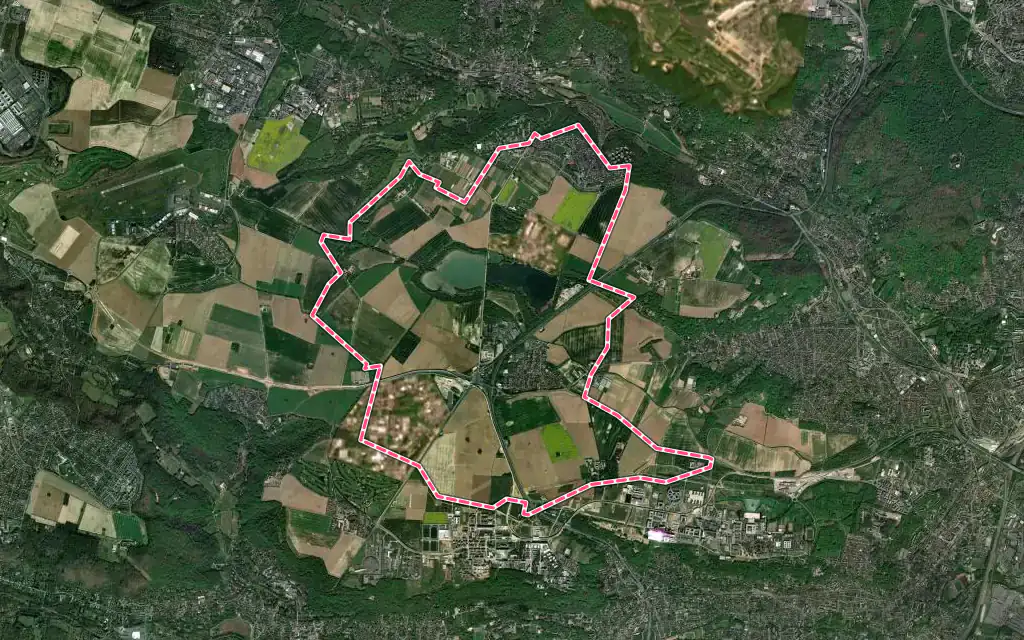 Vue satellite de Saclay avec ses contours administratifs
