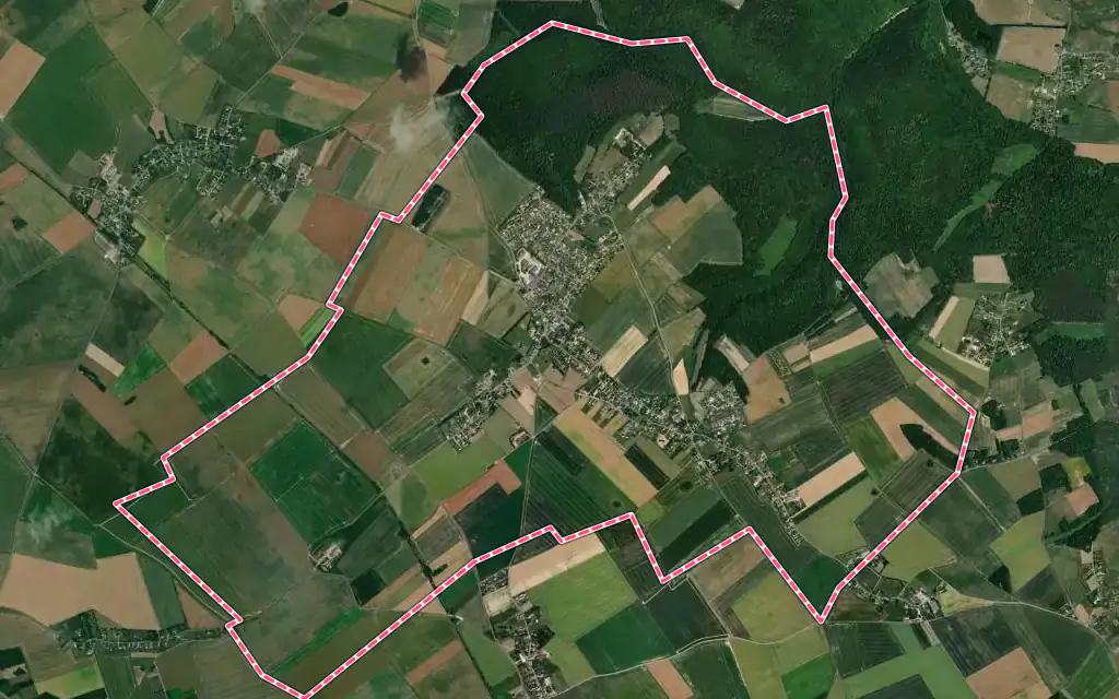 Vue satellite de Sacquenville avec ses contours administratifs