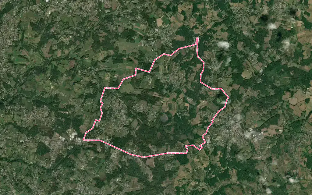Vue satellite de Sadirac avec ses contours administratifs