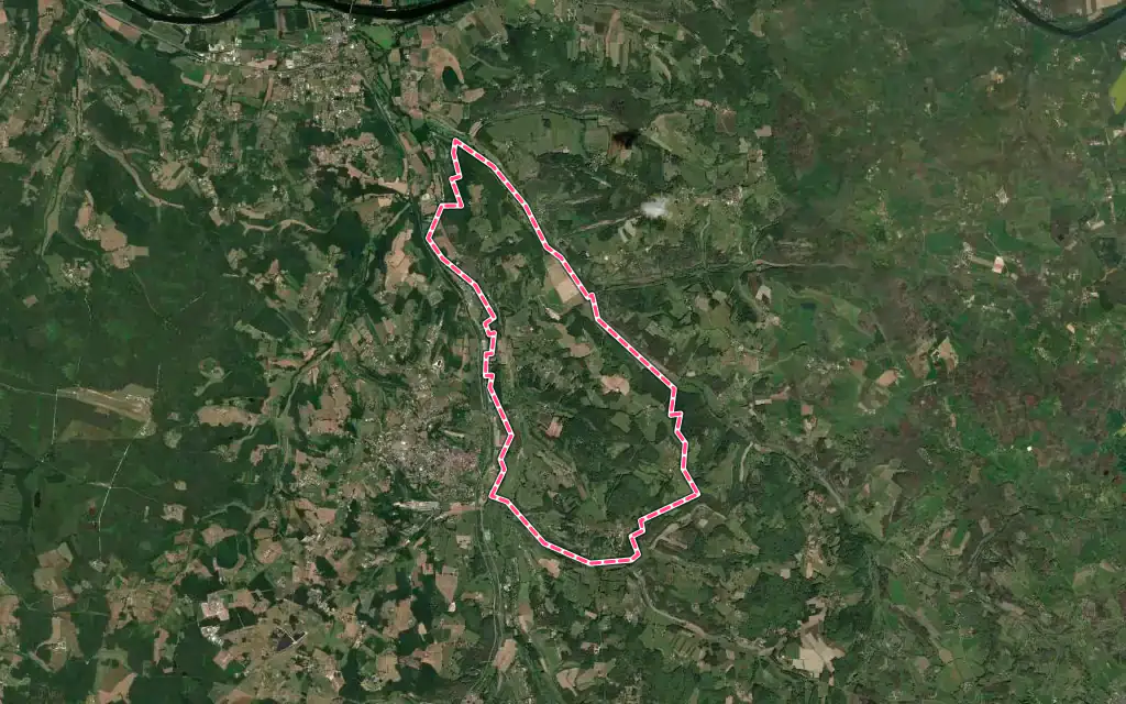 Vue satellite de Sagelat avec ses contours administratifs