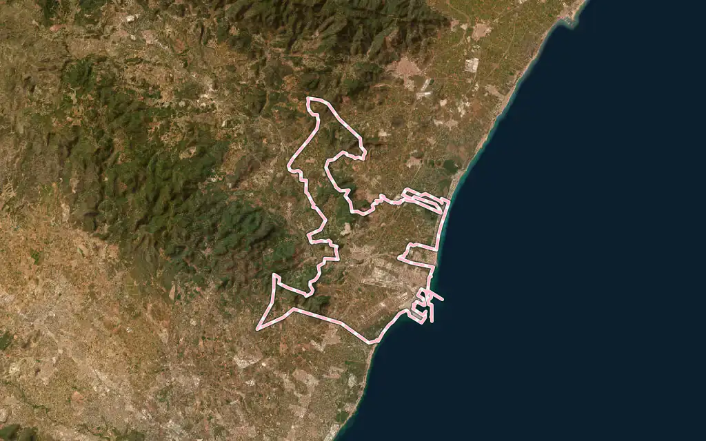 Vista satélite de Sagunt / Sagunto con su contorno administrativo