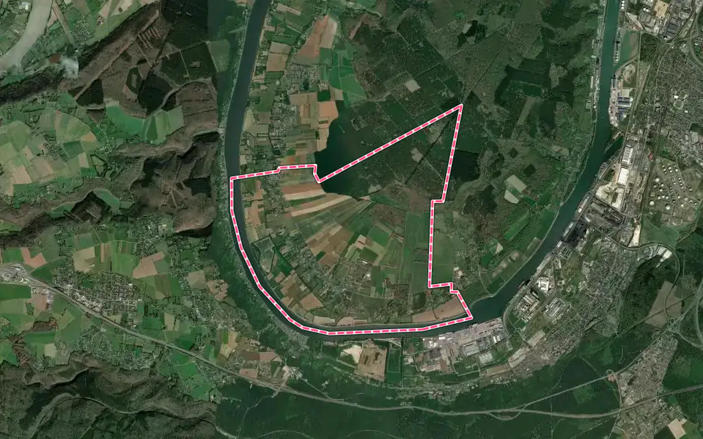 Vue satellite de Sahurs avec ses contours administratifs