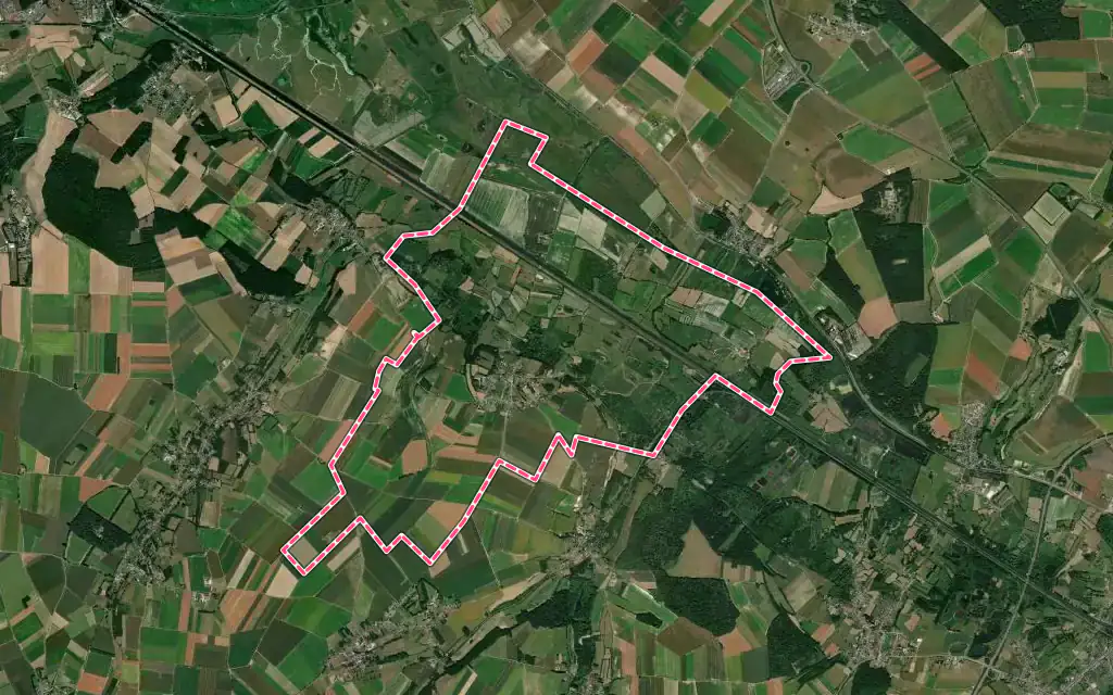Vue satellite de Saigneville avec ses contours administratifs
