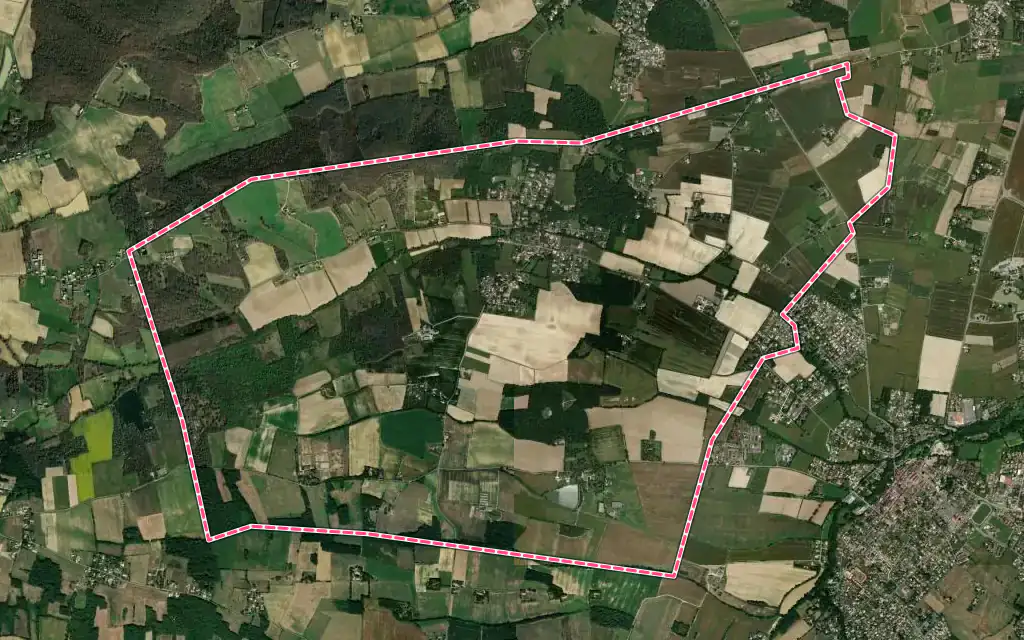 Vue satellite de Saiguède avec ses contours administratifs