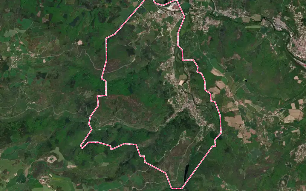 Vue satellite de Sail-sous-Couzan avec ses contours administratifs