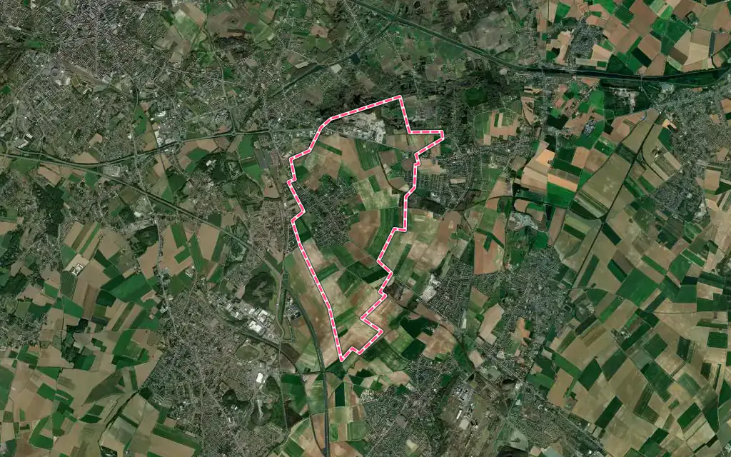 Vue satellite de Sailly-Labourse avec ses contours administratifs