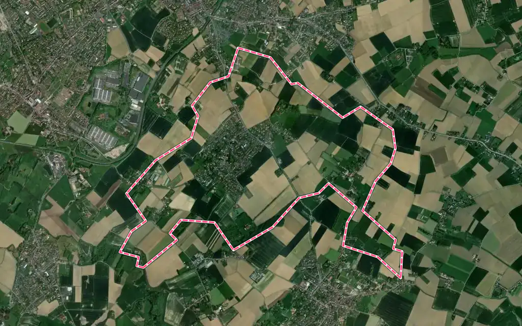 Vue satellite de Sailly-lez-Lannoy avec ses contours administratifs