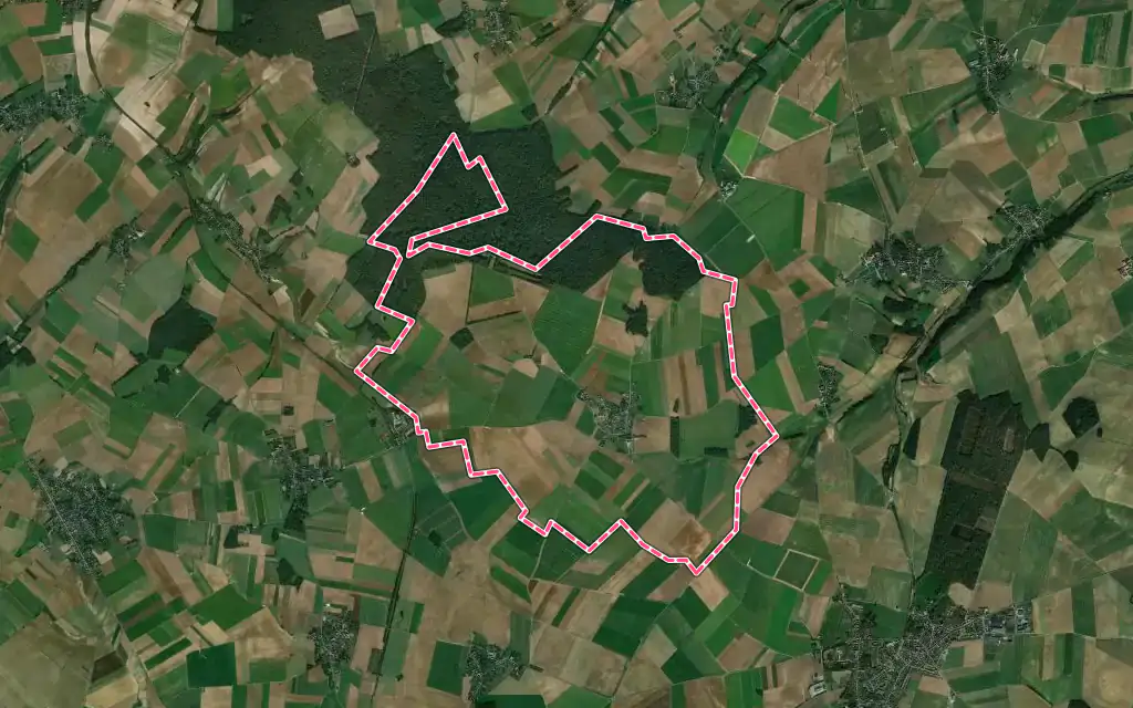 Vue satellite de Sains-Morainvillers avec ses contours administratifs