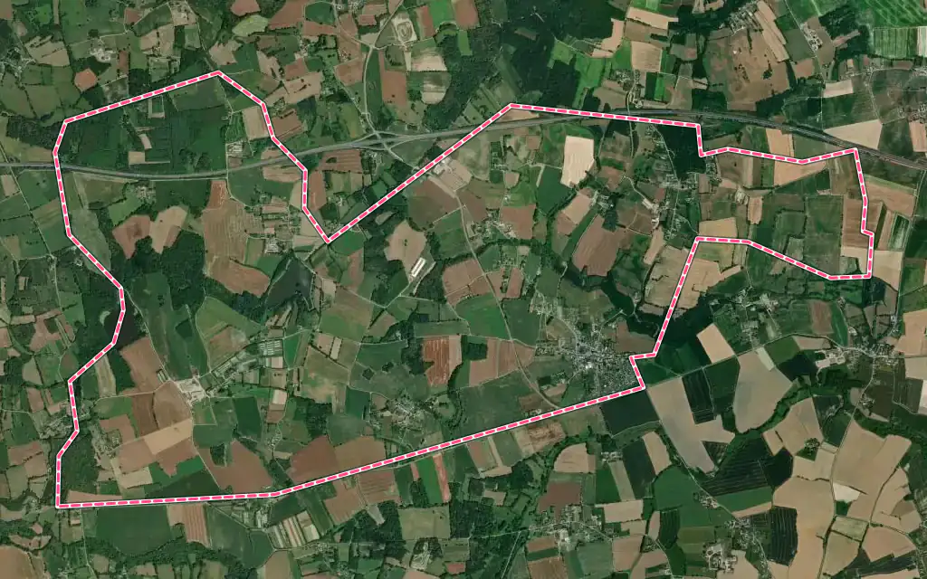 Vue satellite de Sains avec ses contours administratifs