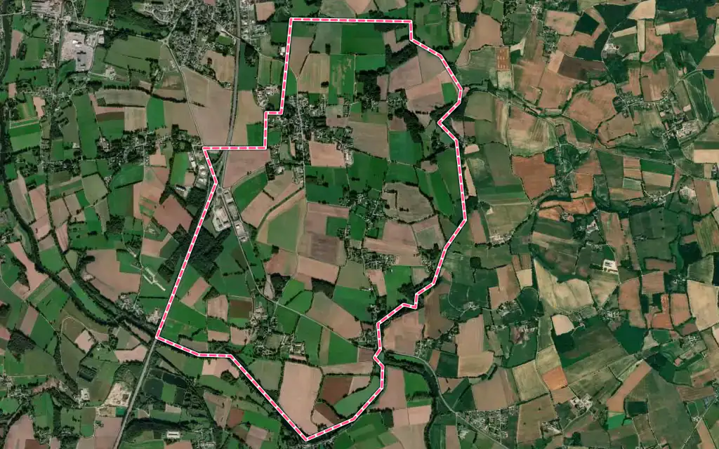 Vue satellite de Saint-Abraham avec ses contours administratifs