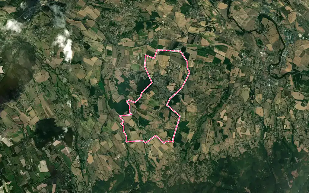 Vue satellite de Saint-Affrique-les-Montagnes avec ses contours administratifs