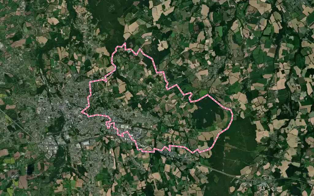 Vue satellite de Saint-Agathon avec ses contours administratifs