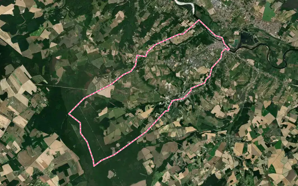 Vue satellite de Saint-Aignan avec ses contours administratifs