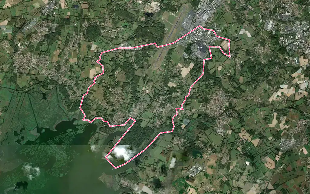 Vue satellite de Saint-Aignan-Grandlieu avec ses contours administratifs