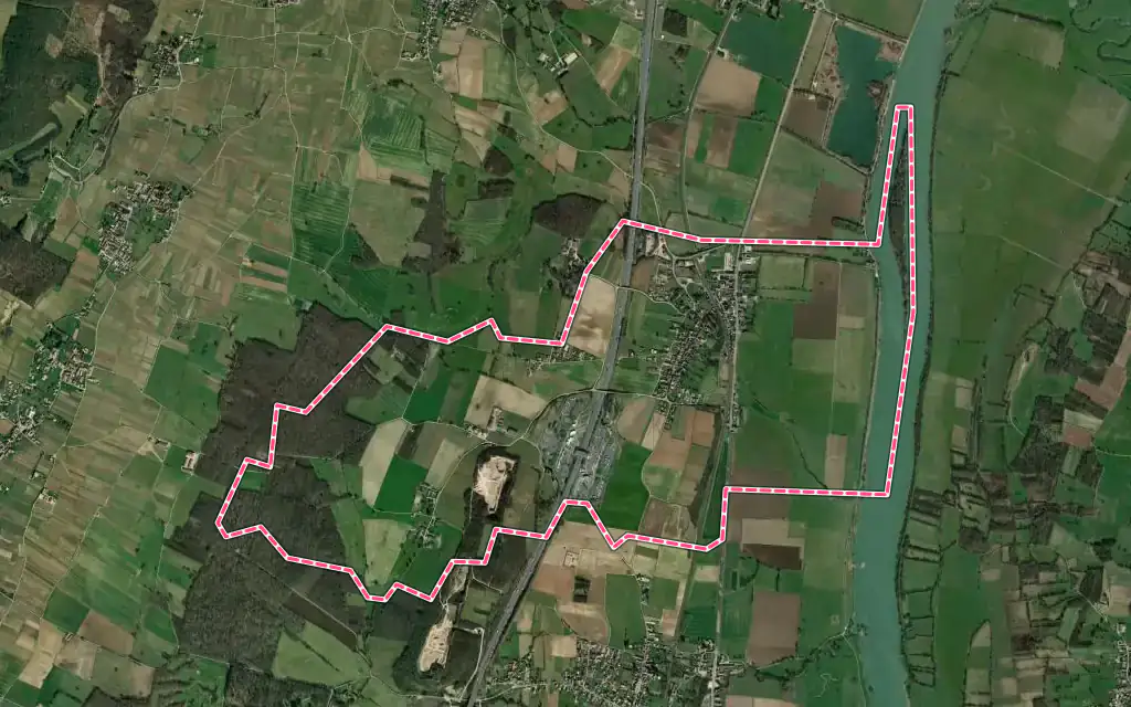 Vue satellite de Saint-Albain avec ses contours administratifs
