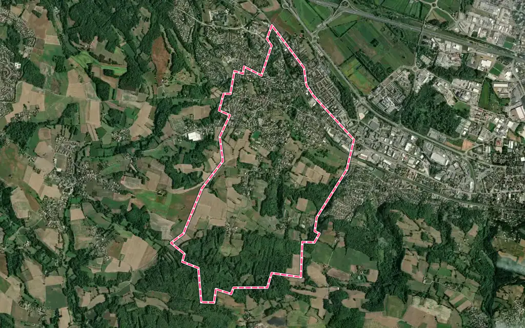 Vue satellite de Saint-Alban-de-Roche avec ses contours administratifs