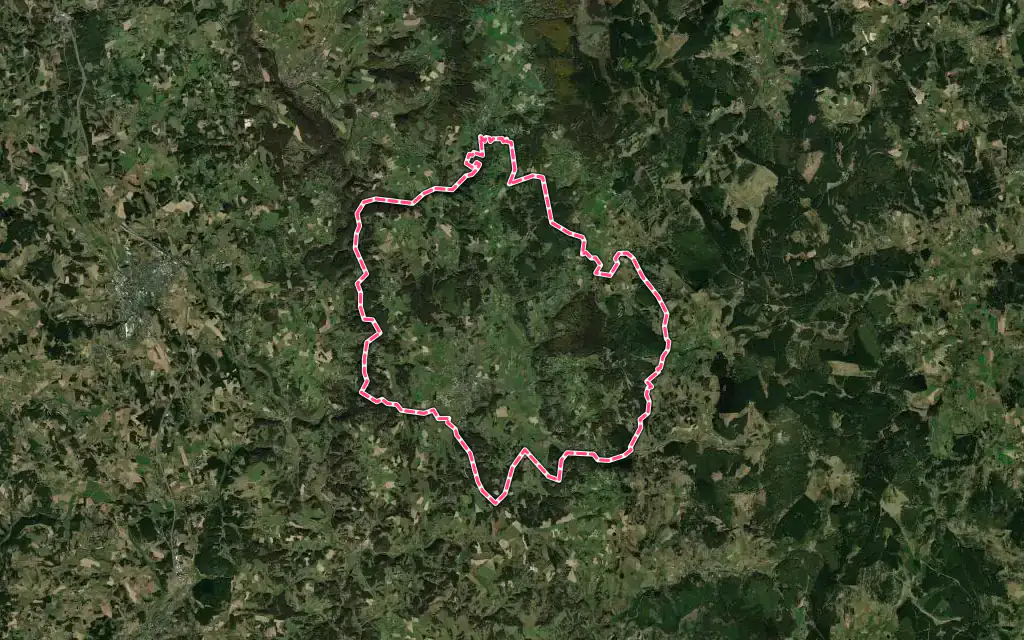 Vue satellite de Saint-Alban-sur-Limagnole avec ses contours administratifs