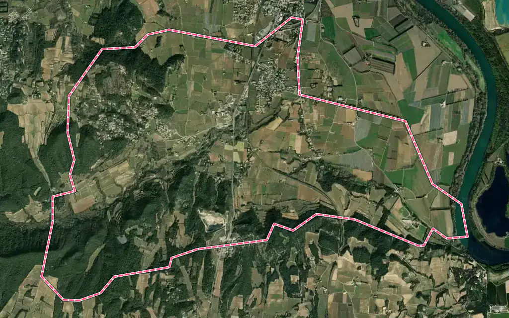 Vue satellite de Saint-Alexandre avec ses contours administratifs