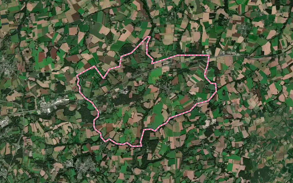 Vue satellite de Saint-Allouestre avec ses contours administratifs