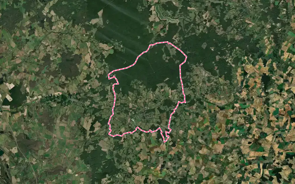 Vue satellite de Saint-Amand-en-Puisaye avec ses contours administratifs