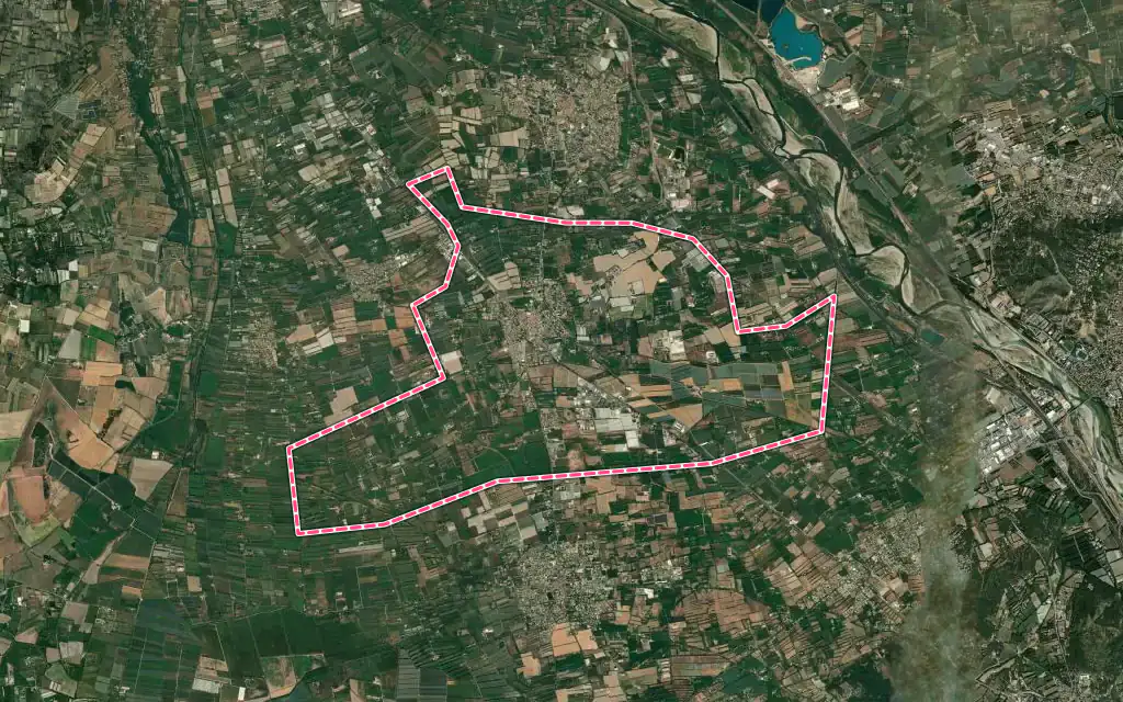 Vue satellite de Saint-Andiol avec ses contours administratifs