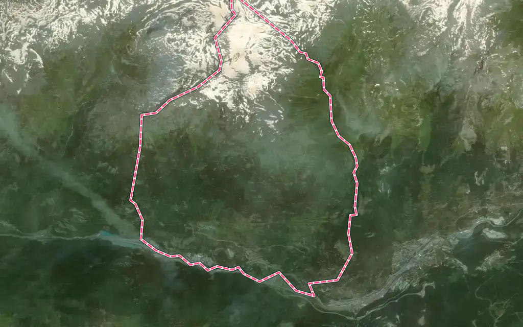 Vue satellite de Saint-André avec ses contours administratifs
