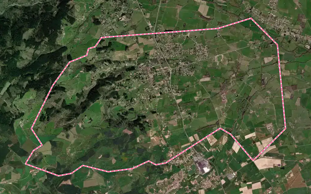 Vue satellite de Saint-André-d'Apchon avec ses contours administratifs