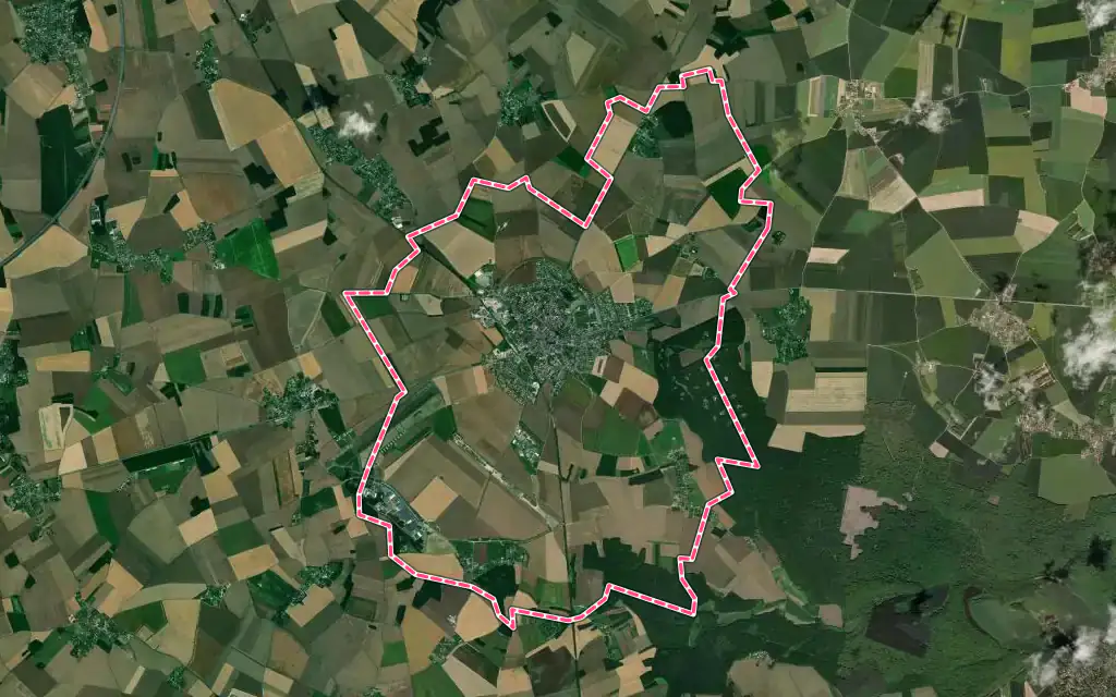 Vue satellite de Saint-André-de-l'Eure avec ses contours administratifs