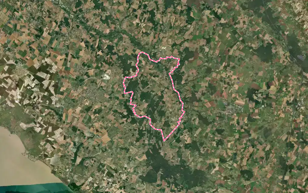 Vue satellite de Saint-André-de-Lidon avec ses contours administratifs