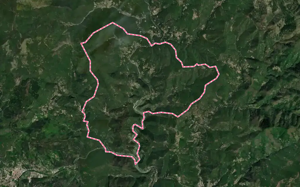 Vue satellite de Saint-André-de-Majencoules avec ses contours administratifs